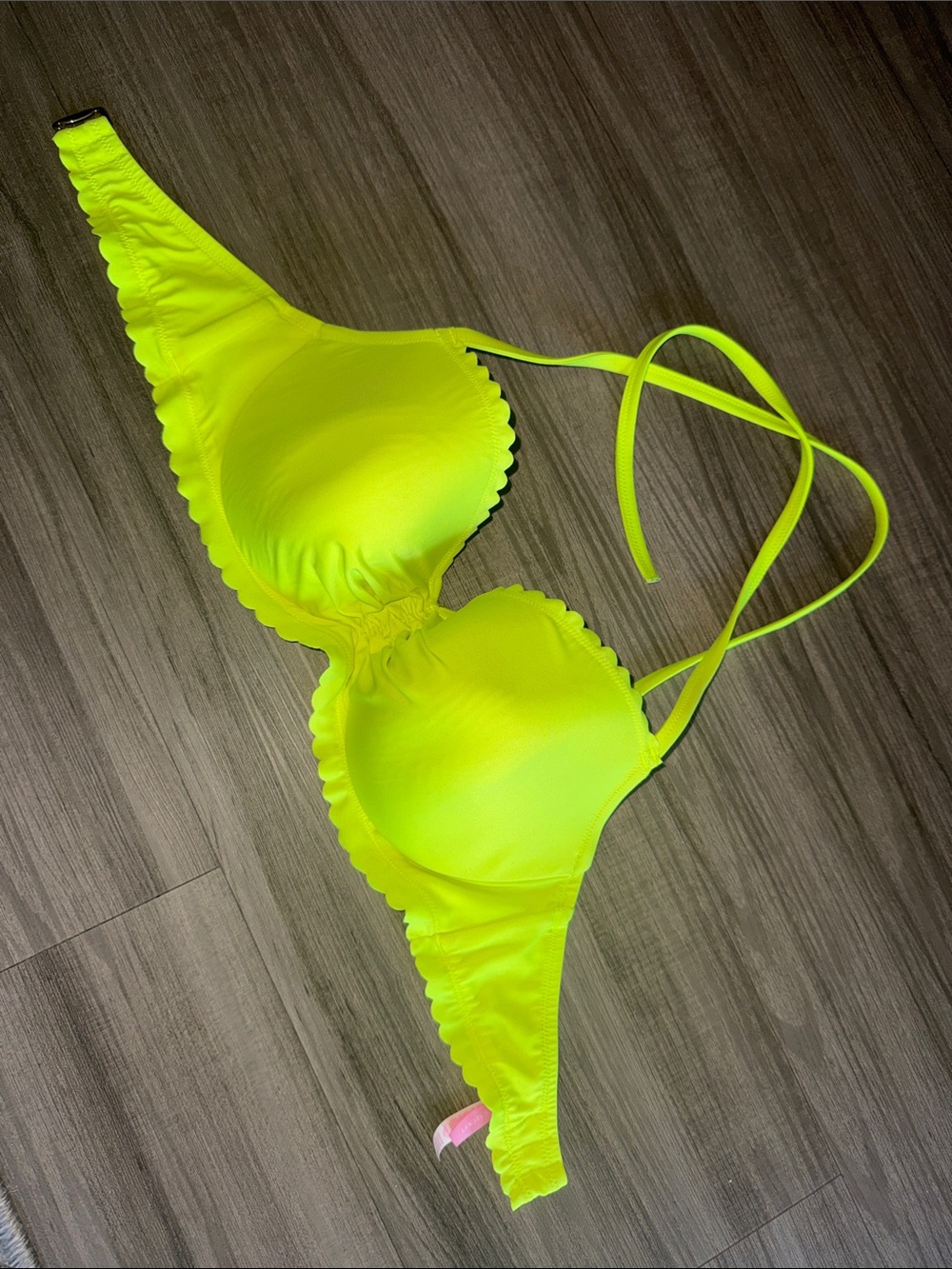Victoria's Secret Neon Yellow Scalloped Bikini Top